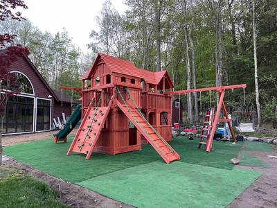 Woodplay Custom Mega Swingset wooden Upper Saddle River, NJ